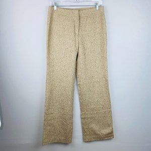 Express Tweed Tan Gold Metallic Wool Silk Blend Dress Pants 7/8 Juniors
